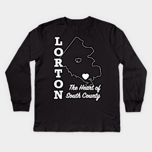 Lorton, Heart on the Map - White Kids Long Sleeve T-Shirt